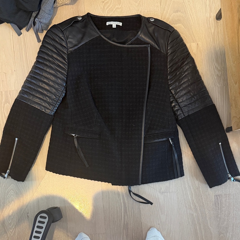 Rebecca Minkoff Black Leather Accent Jacket